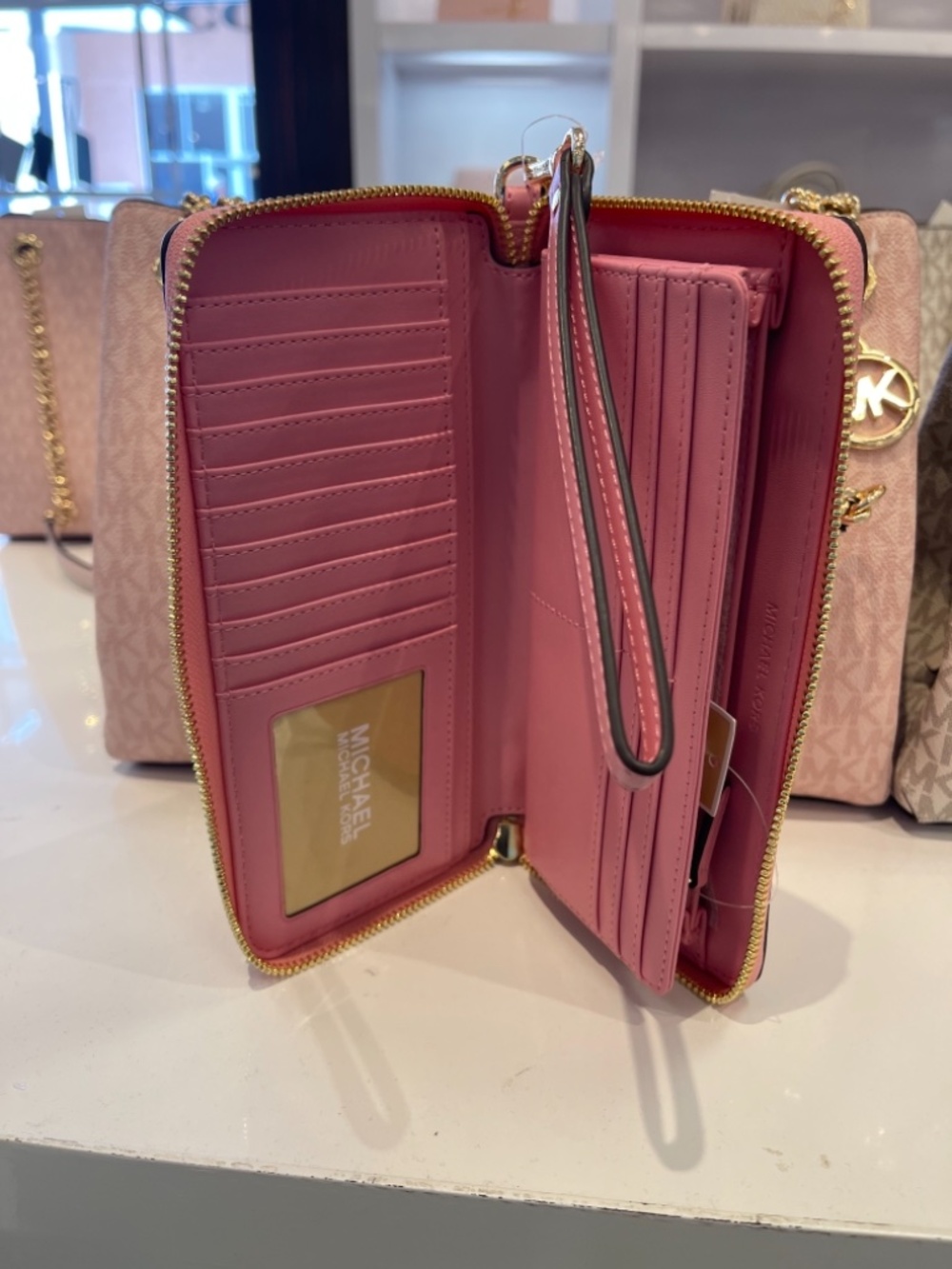 MICHAEL KORS Jet Set Travel Large Pebbled Leather Continental Wristlet Wallet Ph - Picture 5 of 16